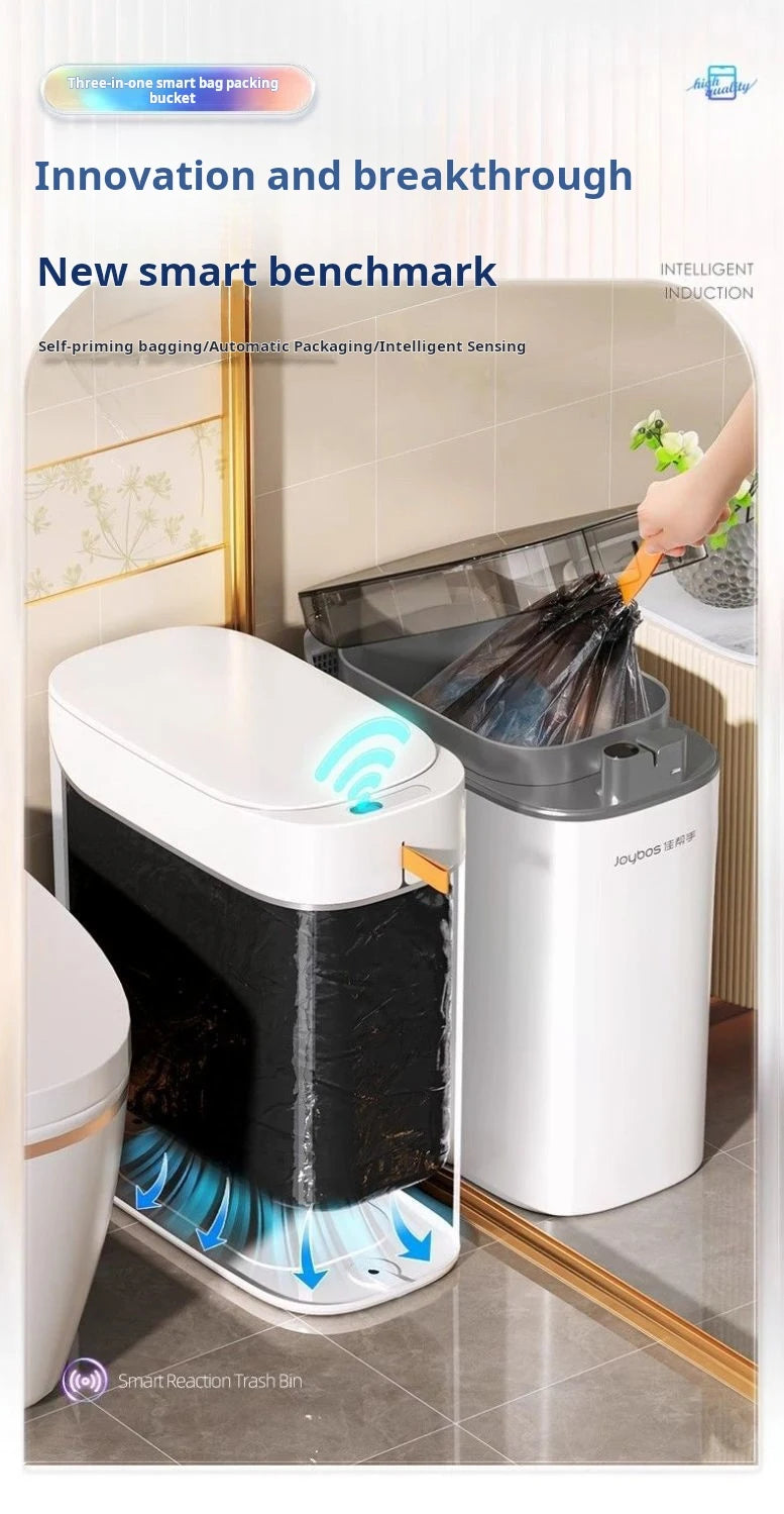 JOYBOS cubo de basura con Sensor inteligente con bolsa de adsorción automática, cubo de basura recargable para el hogar, inodoro, sala de estar y hogar