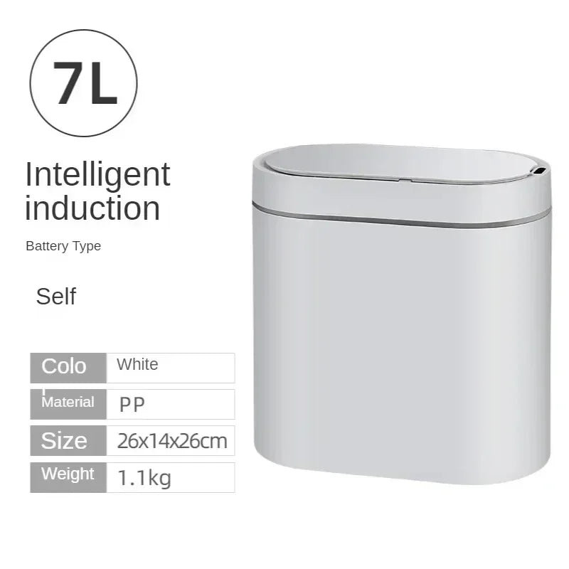 Cubo de basura con Sensor inteligente de 8L/7L, cubo de basura electrónico automático para el hogar, cubo de basura para cocina, inodoro, impermeable, cubo con Sensor de costura estrecha