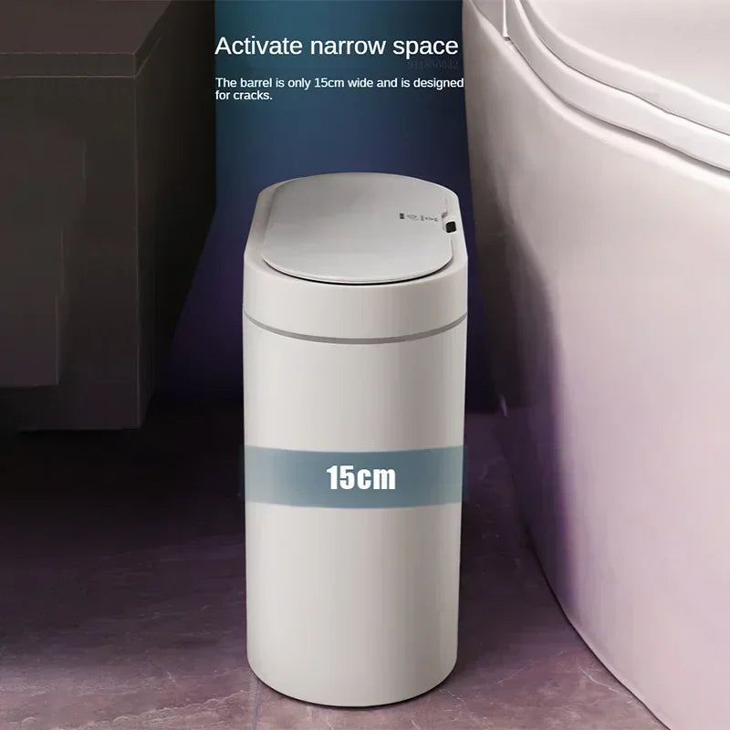 Cubo de basura con Sensor inteligente de 8L/7L, cubo de basura electrónico automático para el hogar, cubo de basura para cocina, inodoro, impermeable, cubo con Sensor de costura estrecha
