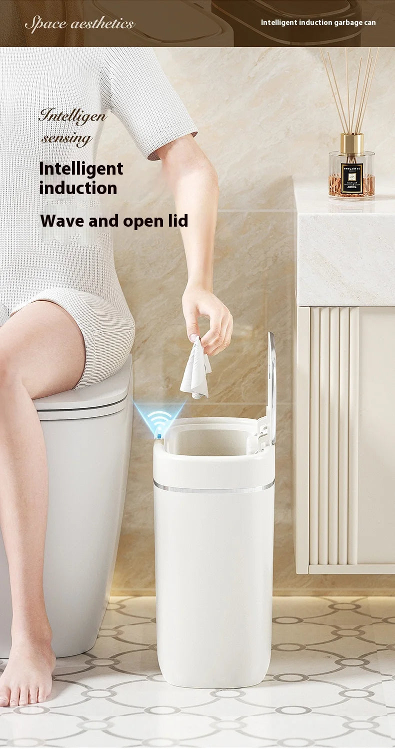 Cubo de basura con Sensor inteligente estrecho de 7/9L, cesta de basura automática con tapa, cubo de basura de escritorio, cubo de basura impermeable para inodoro