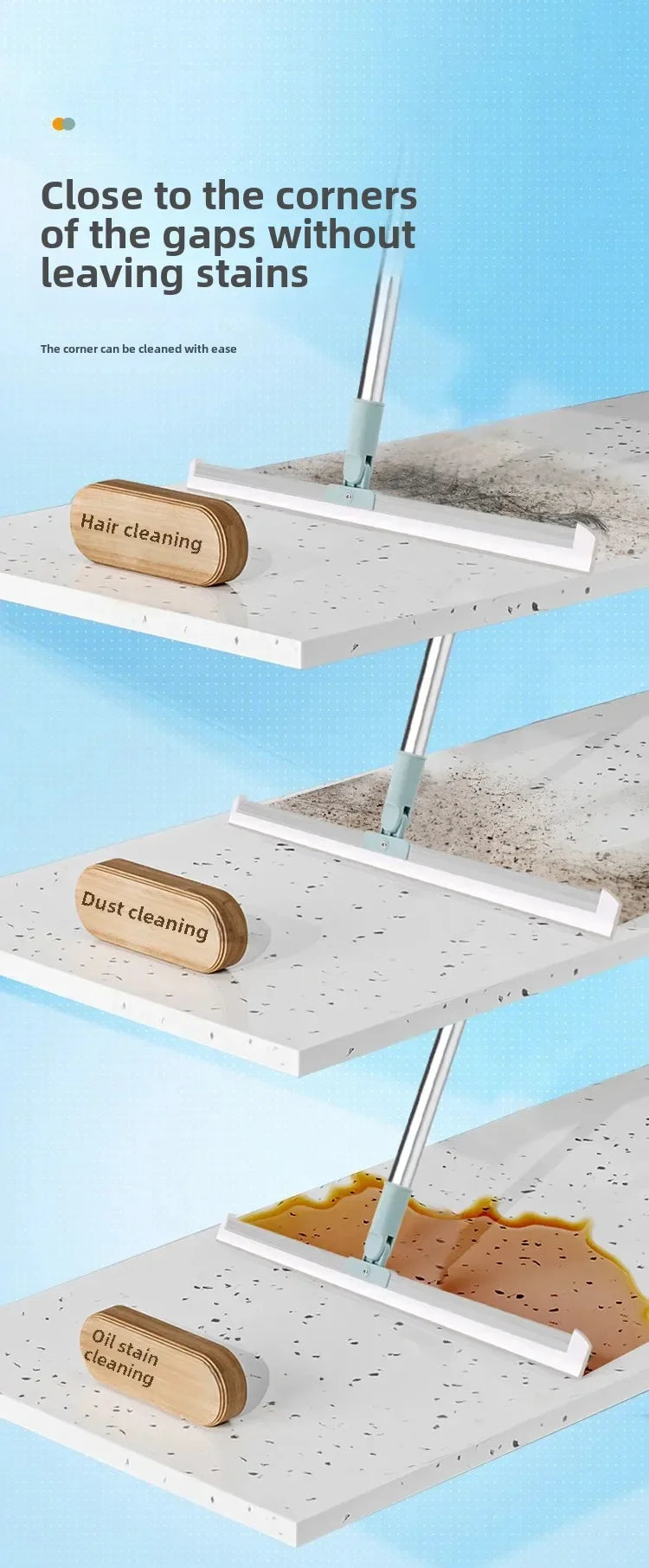 Escoba mágica de silicona para suelo de baño, rascador de limpieza para el baño del hogar, mango de plástico, uso seco y húmedo dos en uno