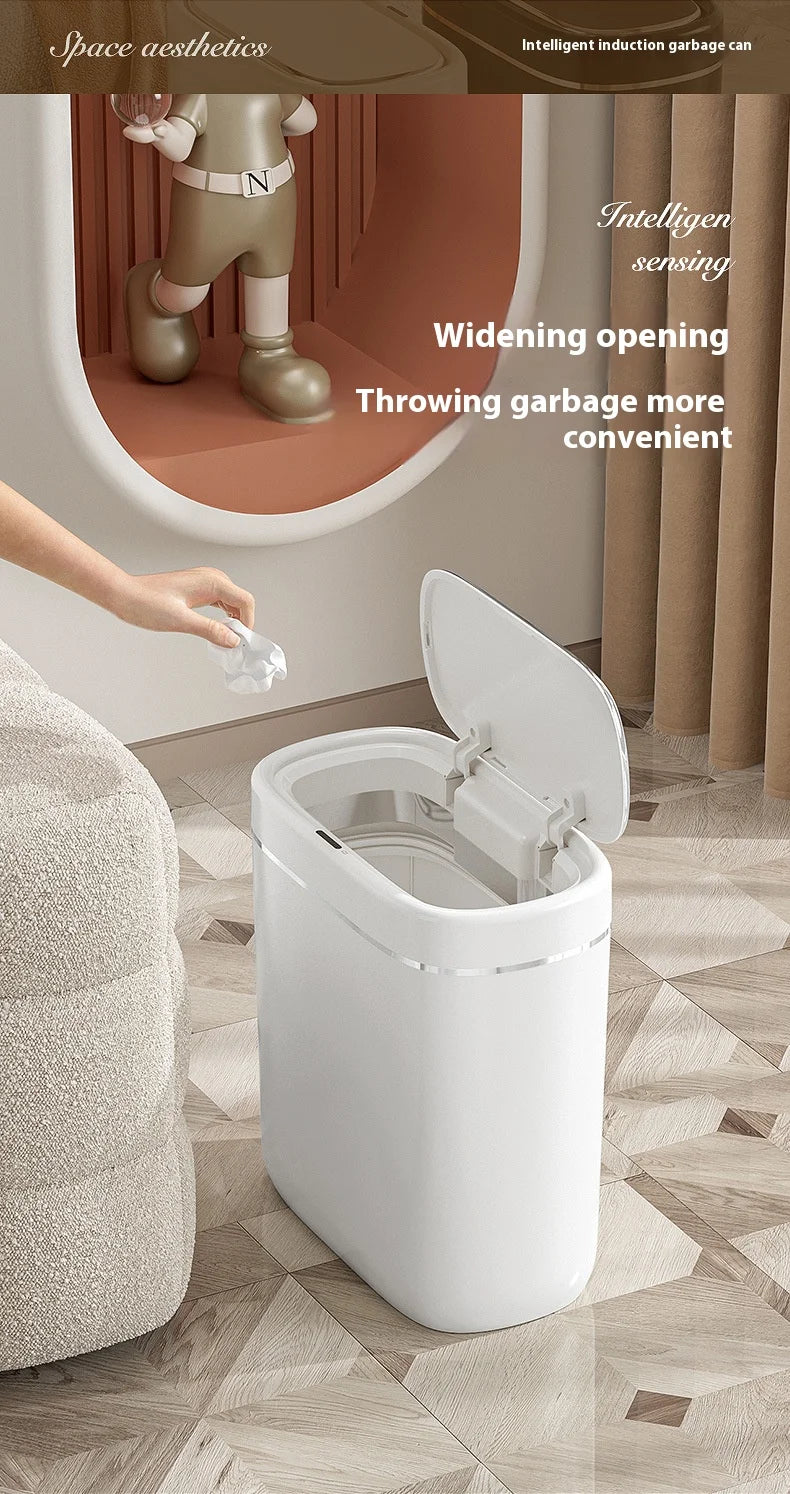 Cubo de basura con Sensor inteligente estrecho de 7/9L, cesta de basura automática con tapa, cubo de basura de escritorio, cubo de basura impermeable para inodoro