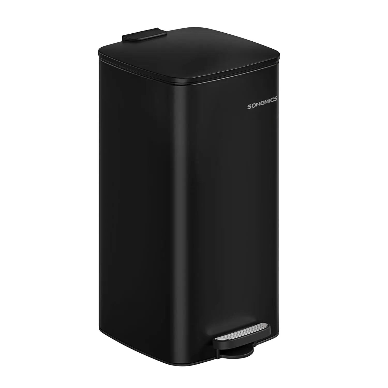 SONGMICS-papelera de cocina de 8 galones con Pedal de acero, cubo interior, cierre suave y se mantiene abierto, color plateado metálico, 30 L,Beige Arena/Negro Tinta