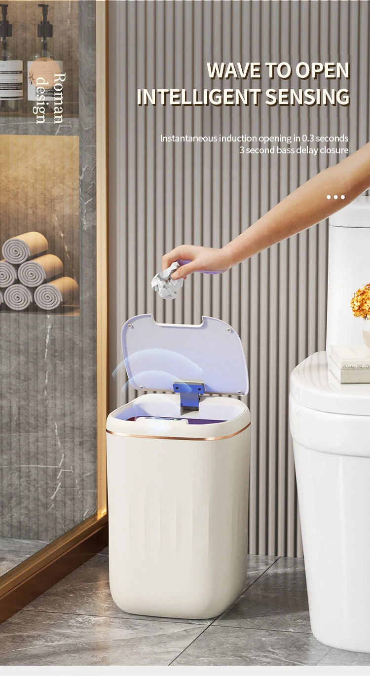 Cubo de basura con Sensor inteligente de 24L, cubo de basura electrónico para baño, cubo de basura con Sensor inteligente automático para cocina, inodoro