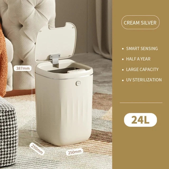 Cubo de basura inteligente para baño de 24/20L, cubo de basura con Sensor automático, cubo de basura de inducción de gran capacidad para cocina y baño