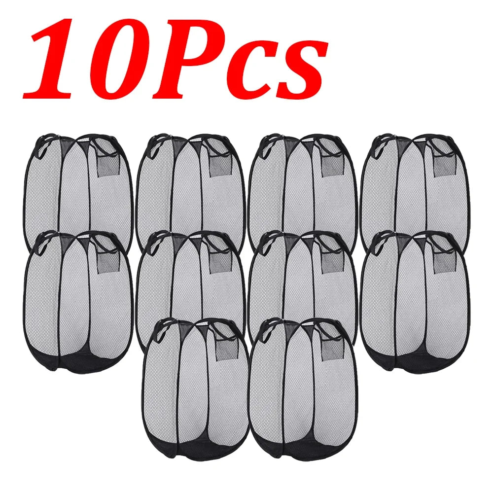 Cesta de lavandería plegable para ropa sucia, cesto emergente de malla, bolsa de almacenamiento de juguetes para el hogar, baño, dormitorio, viaje, 1-10 Uds.