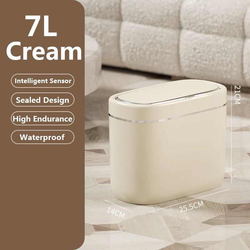 Cubo de basura con Sensor inteligente estrecho de 7/9L, cesta de basura automática con tapa, cubo de basura de escritorio, cubo de basura impermeable para inodoro