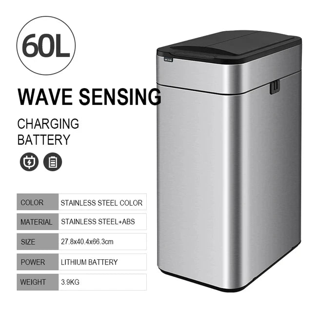 Cubo de basura inteligente para cocina, cubo con Sensor inteligente automático, cubo de basura, papelera para residuos de alimentos, 15/20/30/40/50/60L