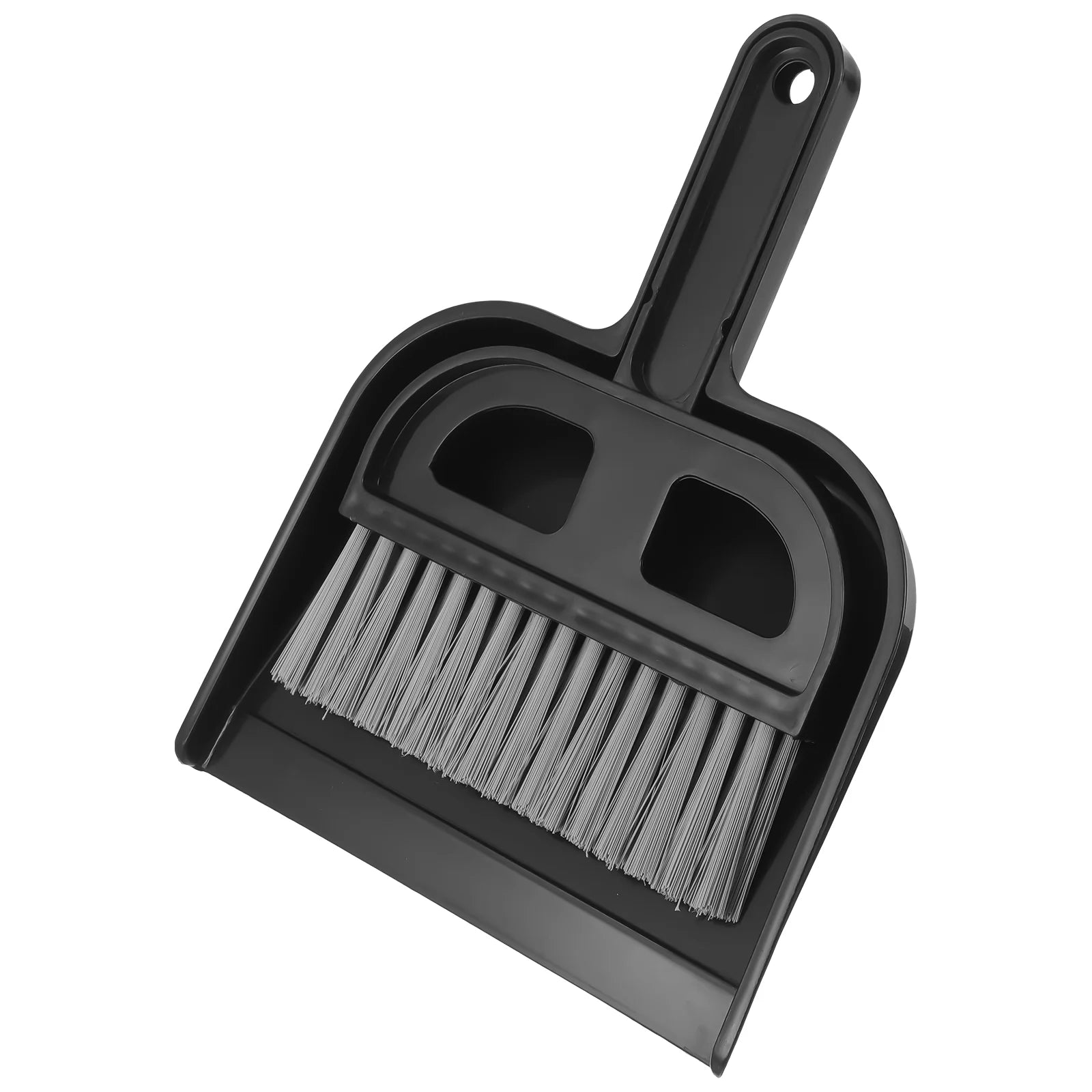 Mini cepillo de limpieza de barrido de escritorio, escoba pequeña, recogedor, plástico negro, fácil uso, combinación de barrido de basura