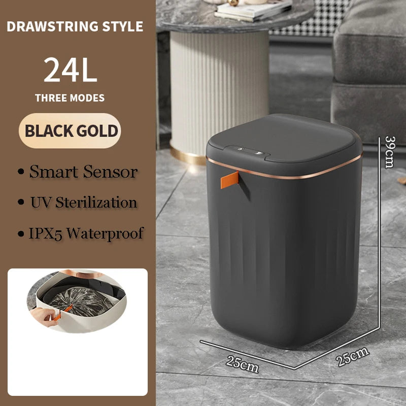 Cubo de basura con Sensor inteligente de 24L, cubo de basura electrónico para baño, cubo de basura con Sensor inteligente automático para cocina, inodoro
