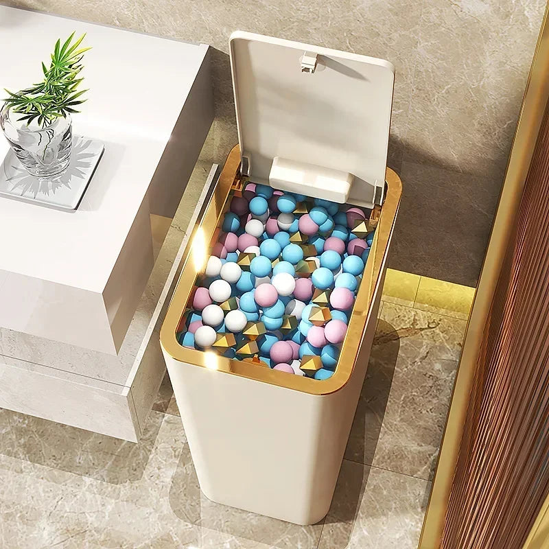 Popular cubo de basura que ahorra espacio resistente a mascotas de 10 litros, caja de plástico duradera a prueba de olores, adecuada para baño y cocina a prueba de fugas