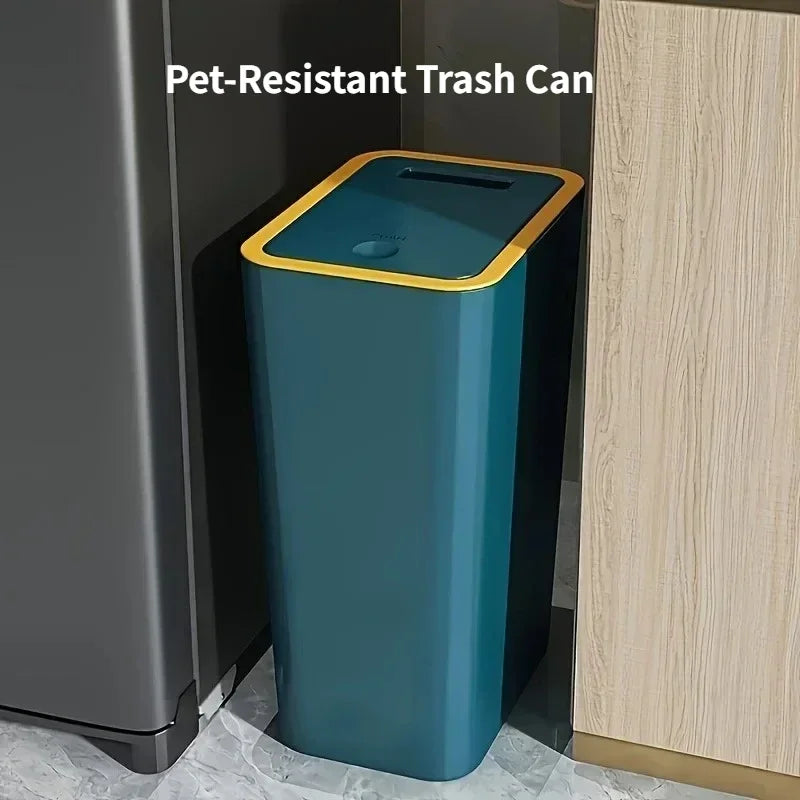 Popular cubo de basura que ahorra espacio resistente a mascotas de 10 litros, caja de plástico duradera a prueba de olores, adecuada para baño y cocina a prueba de fugas