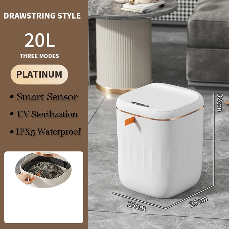 Cubo de basura con Sensor inteligente de 24L, cubo de basura electrónico para baño, cubo de basura con Sensor inteligente automático para cocina, inodoro