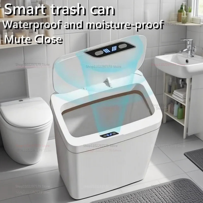 Cubo de basura con Sensor inteligente sin contacto, 15L, ensacado automático, cubo de basura eléctrico para baño, inalámbrico, blanco, eliminación inteligente de cocina para el hogar