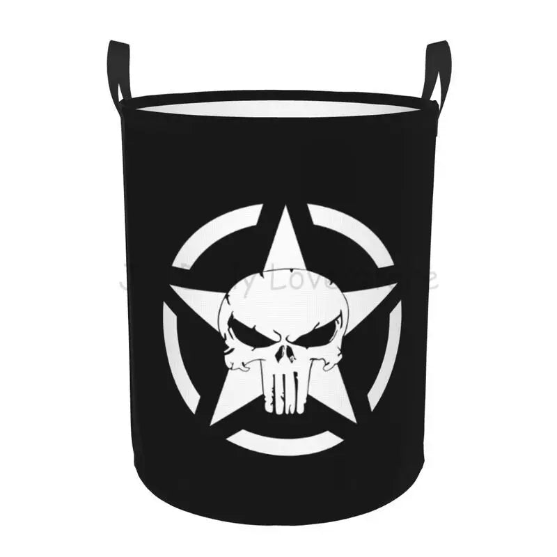 Cesto para la colada táctico militar con forma de estrella y calavera, cesta grande para la colada, cestas plegables para ropa sucia para guardería, dormitorio, decoración del hogar