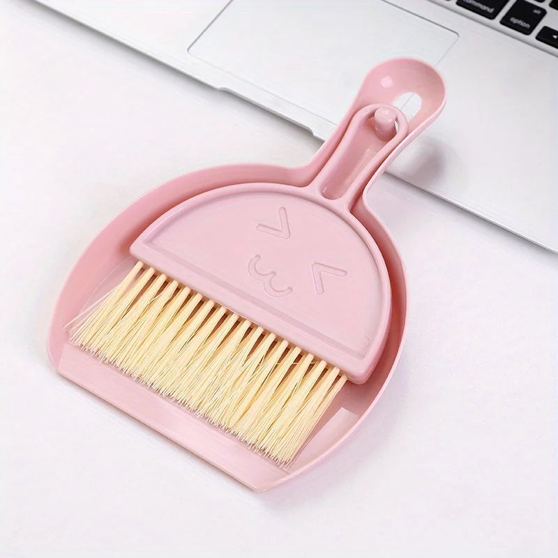 Mini juego de escobas de escritorio, combinación creativa de pala y cepillo de plástico para barrer el cabello y el polvo, herramienta de limpieza eficiente