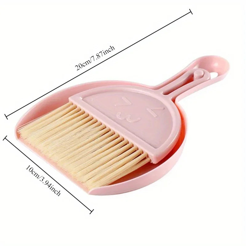 Mini juego de escobas de escritorio, combinación creativa de pala y cepillo de plástico para barrer el cabello y el polvo, herramienta de limpieza eficiente