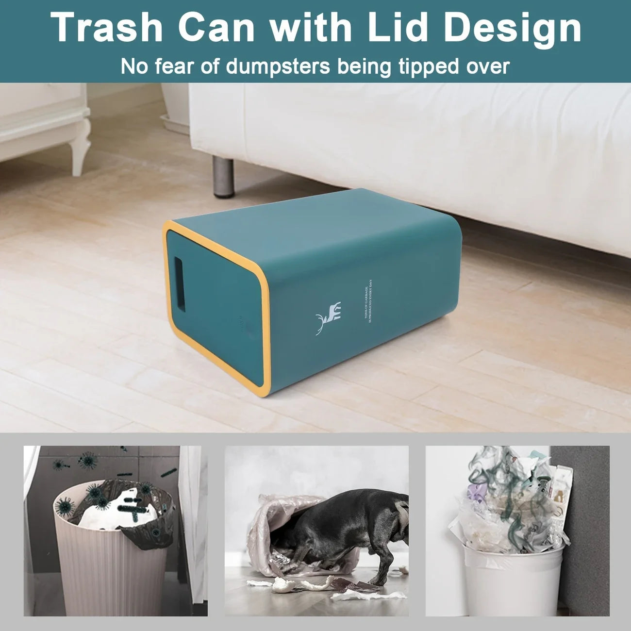 Cubo de basura para baño, cubo de basura de 15L con tapa superior de prensa para cocina, dormitorio, sala de estar, papelera de plástico con tapa emergente, 1 ud.