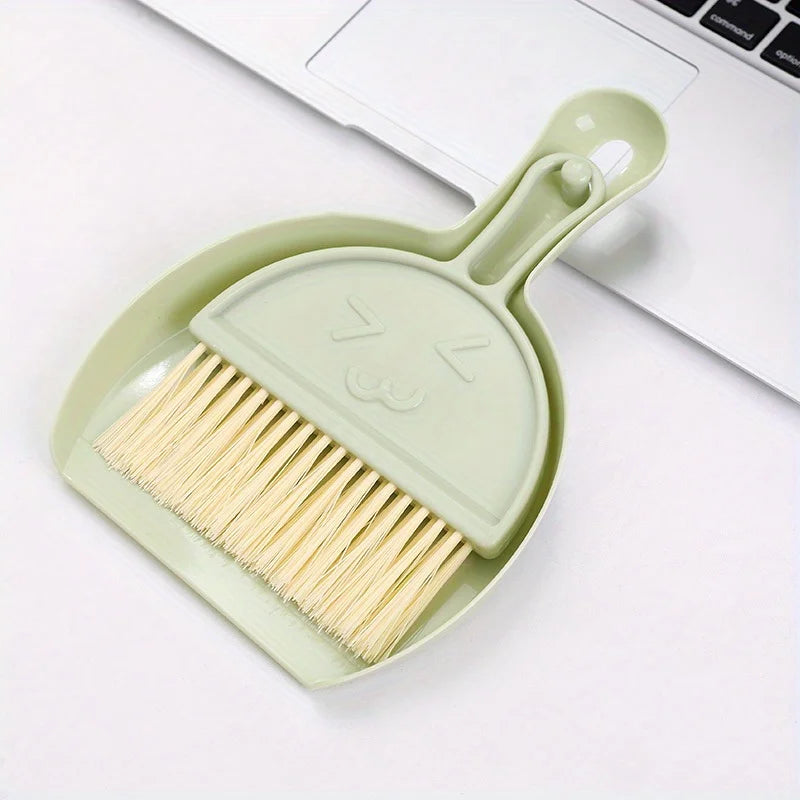 Mini juego de escobas de escritorio, combinación creativa de pala y cepillo de plástico para barrer el cabello y el polvo, herramienta de limpieza eficiente