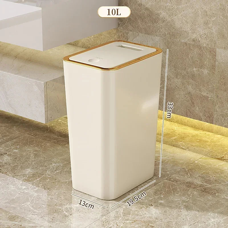 Popular cubo de basura que ahorra espacio resistente a mascotas de 10 litros, caja de plástico duradera a prueba de olores, adecuada para baño y cocina a prueba de fugas