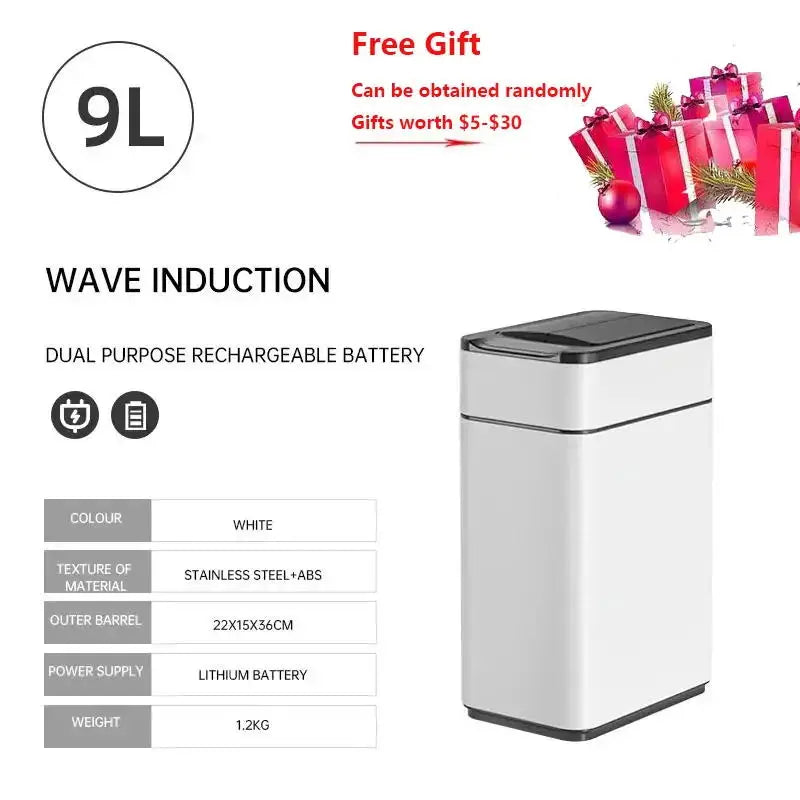 Cubo de basura de 9/15/20/30/40/50/60L, cubo de basura con Sensor inteligente de acero inoxidable de gran capacidad, cubo de basura automático, cubo de basura de cocina