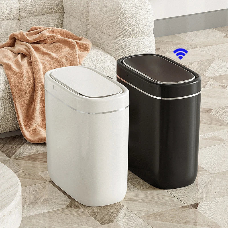 Cubo de basura con Sensor inteligente estrecho de 7/9L, cesta de basura automática con tapa, cubo de basura de escritorio, cubo de basura impermeable para inodoro