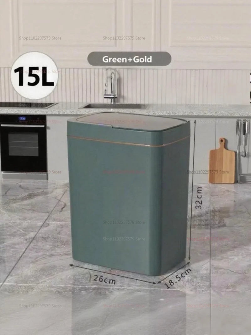 Cubo de basura con Sensor inteligente sin contacto, 15L, ensacado automático, cubo de basura eléctrico para baño, inalámbrico, blanco, eliminación inteligente de cocina para el hogar