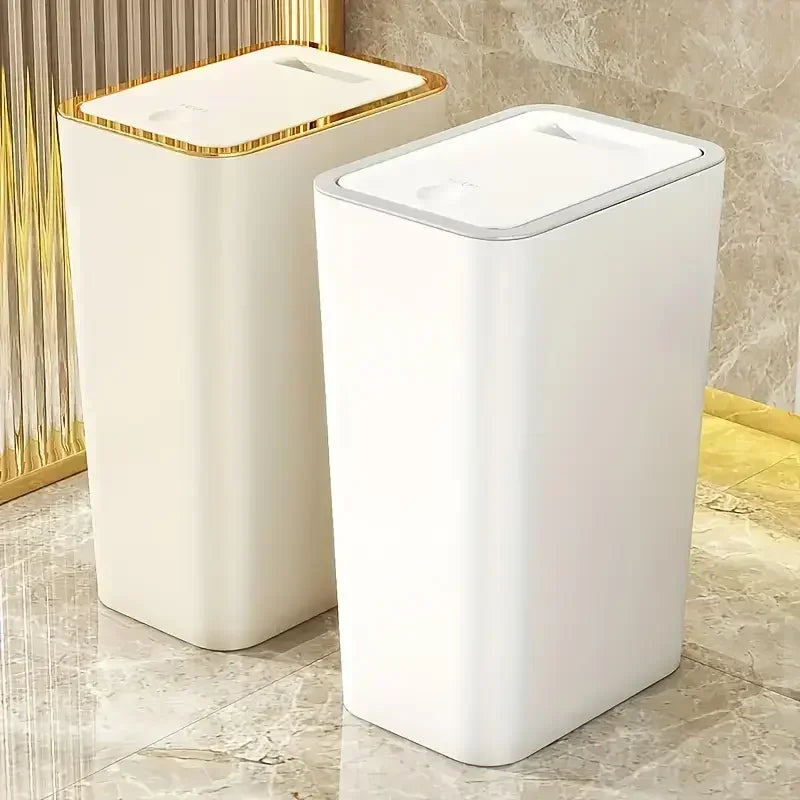 Popular cubo de basura que ahorra espacio resistente a mascotas de 10 litros, caja de plástico duradera a prueba de olores, adecuada para baño y cocina a prueba de fugas