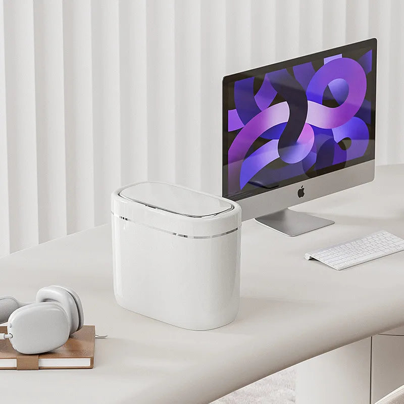 Cubo de basura con Sensor inteligente estrecho de 7/9L, cesta de basura automática con tapa, cubo de basura de escritorio, cubo de basura impermeable para inodoro