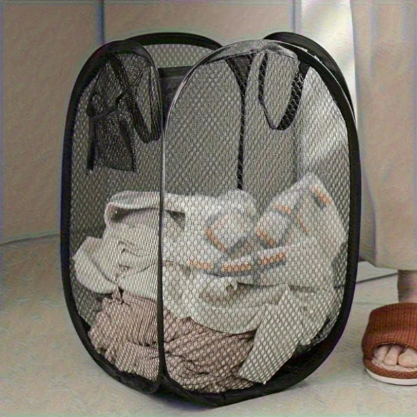 Cesta de lavandería de malla emergente plegable, cesto de ropa portátil para fácil lavado y almacenar ropa sucia, calcetines, juguetes, artículos diversos