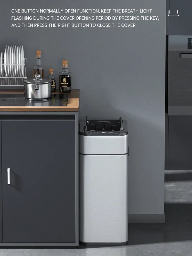 Nueva bote de basura de inducción inteligente para el hogar con tapa, inodoro, cocina, gran capacidad, sala de estar, embalaje automático, cubo de basura