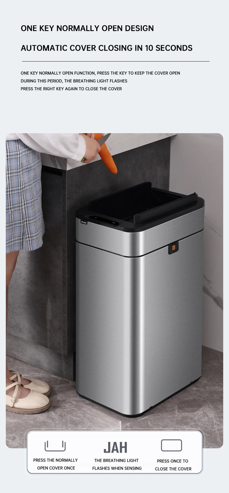 Nueva bote de basura de inducción inteligente para el hogar con tapa, inodoro, cocina, gran capacidad, sala de estar, embalaje automático, cubo de basura