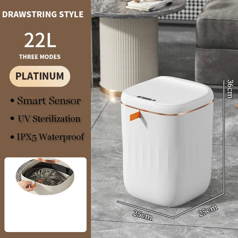 Cubo de basura con Sensor inteligente de 24L, cubo de basura electrónico para baño, cubo de basura con Sensor inteligente automático para cocina, inodoro