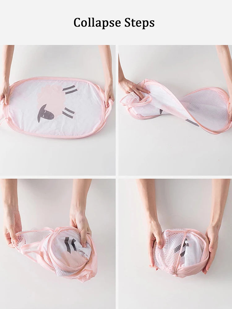Cesta de ropa sucia de malla plegable de dibujos animados
