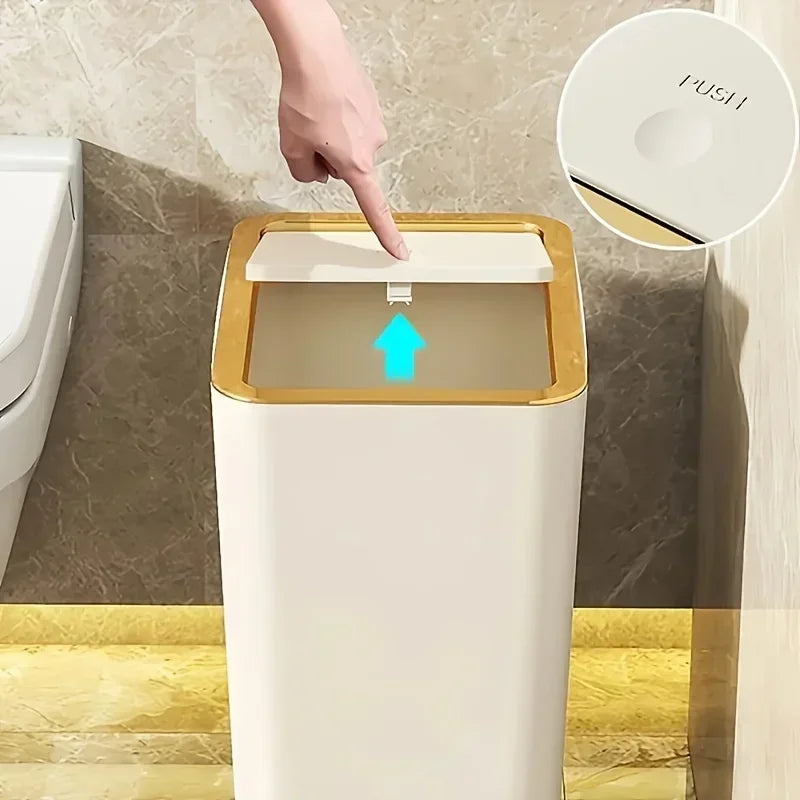 Popular cubo de basura que ahorra espacio resistente a mascotas de 10 litros, caja de plástico duradera a prueba de olores, adecuada para baño y cocina a prueba de fugas