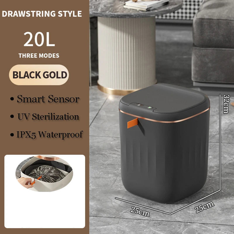 Cubo de basura con Sensor inteligente de 24L, cubo de basura electrónico para baño, cubo de basura con Sensor inteligente automático para cocina, inodoro