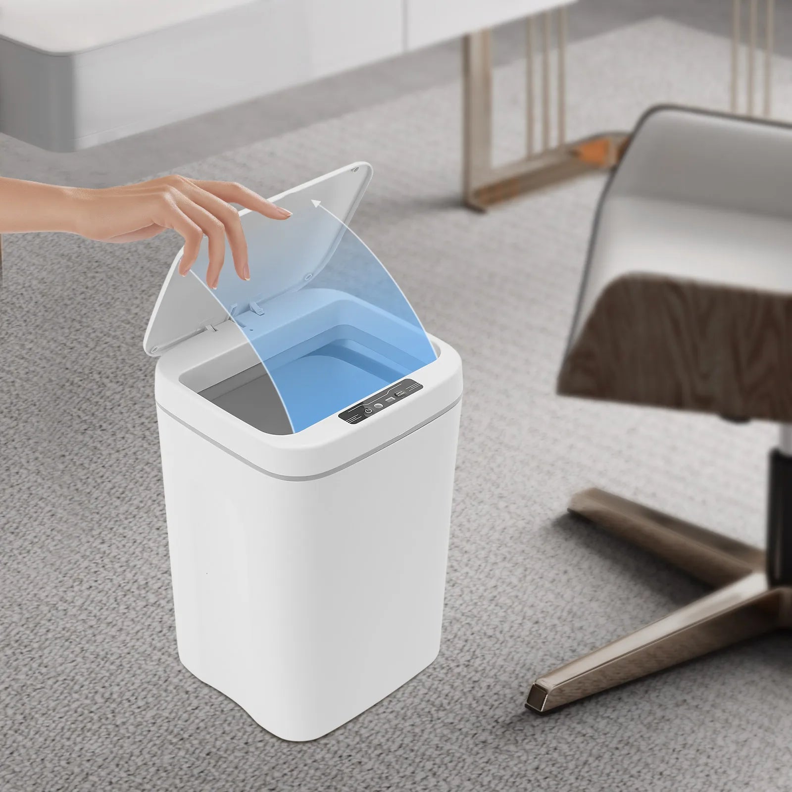 Cubo de basura con sensor, 16 L, cubo de basura automático con sensor inteligente, cubo de basura de cocina y baño, cubo de basura ABS para dormitorio