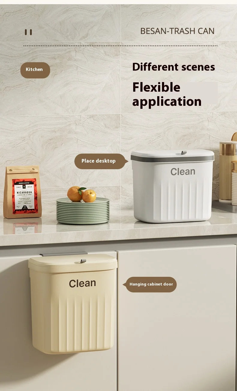 Cubo de basura de cocina, cubo de basura colgante montado en la pared con tapa, cubo de basura para gabinete debajo del fregadero, cubo de basura para Compost, 8,5/12L