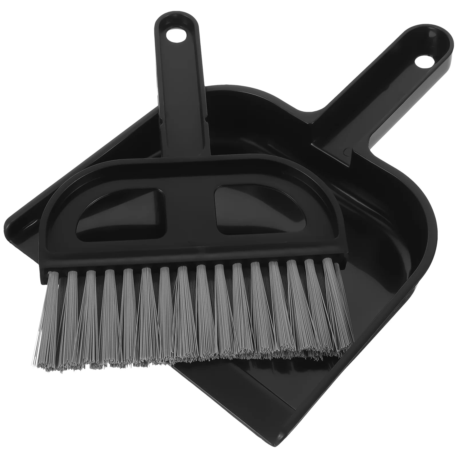 Mini cepillo de limpieza de barrido de escritorio, escoba pequeña, recogedor, plástico negro, fácil uso, combinación de barrido de basura