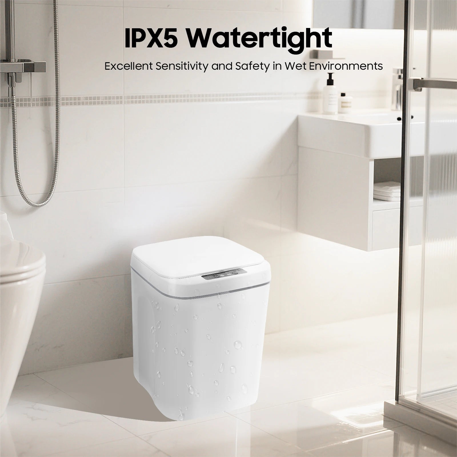 Cubo de basura con sensor, 16 L, cubo de basura automático con sensor inteligente, cubo de basura de cocina y baño, cubo de basura ABS para dormitorio