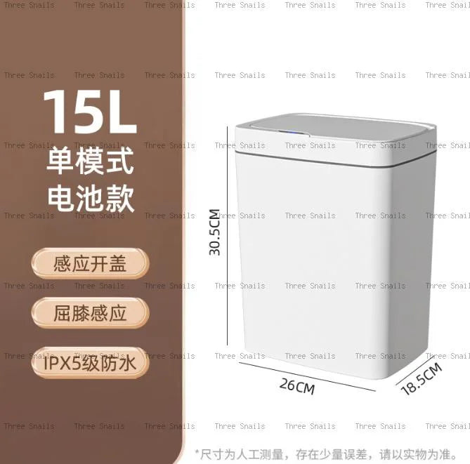 Cubo de basura con Sensor inteligente sin contacto, 15L, ensacado automático, cubo de basura eléctrico para baño, inalámbrico, blanco, eliminación inteligente de cocina para el hogar