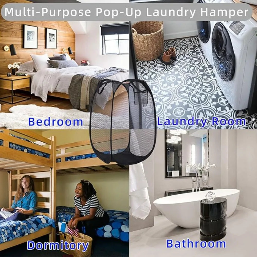 Cesta de lavandería plegable para ropa sucia, cesto emergente de malla, bolsa de almacenamiento de juguetes para el hogar, baño, dormitorio, viaje, 1-10 Uds.