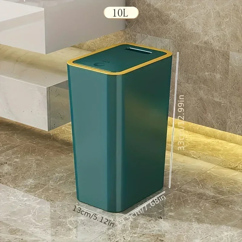 Popular cubo de basura que ahorra espacio resistente a mascotas de 10 litros, caja de plástico duradera a prueba de olores, adecuada para baño y cocina a prueba de fugas