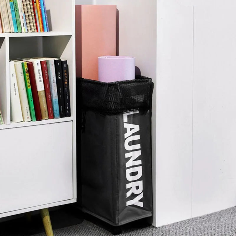 Cesta para la colada con ruedas, cesta de almacenamiento para esterilla de Yoga de gran capacidad, bolsa de almacenamiento de ropa sucia impermeable plegable multifuncional