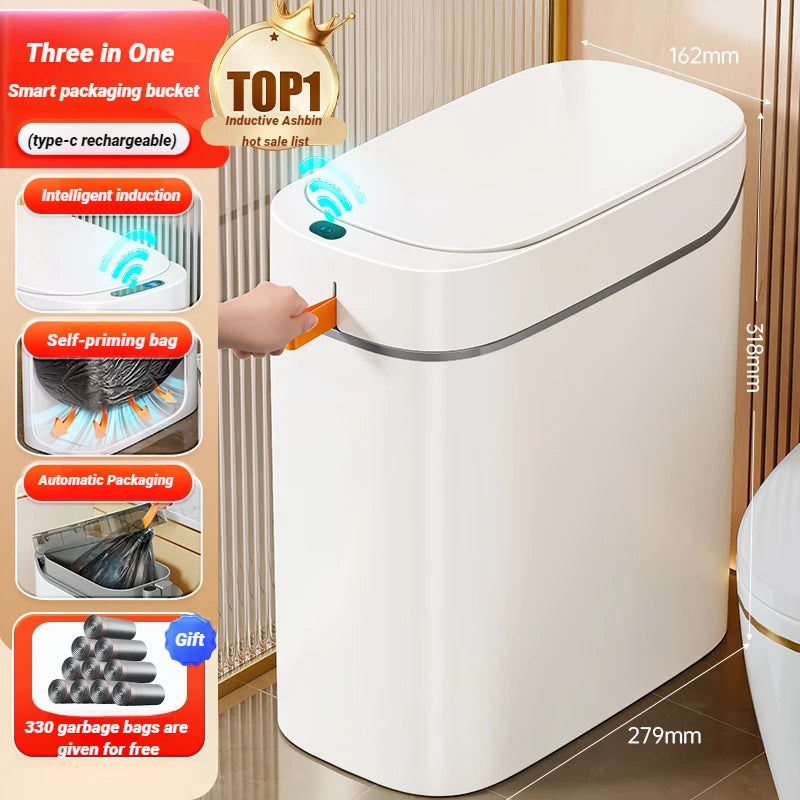 JOYBOS cubo de basura con Sensor inteligente con bolsa de adsorción automática, cubo de basura recargable para el hogar, inodoro, sala de estar y hogar