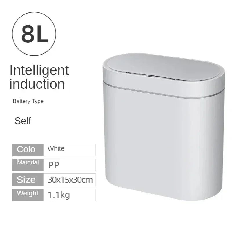 Cubo de basura con Sensor inteligente de 8L/7L, cubo de basura electrónico automático para el hogar, cubo de basura para cocina, inodoro, impermeable, cubo con Sensor de costura estrecha
