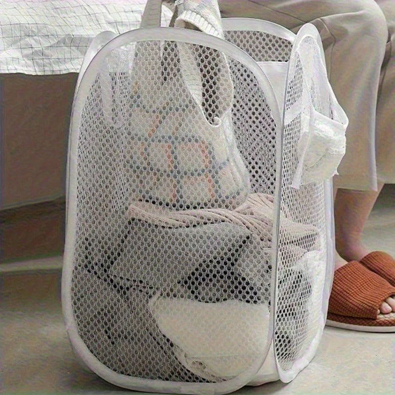 Cesta de lavandería de malla emergente plegable, cesto de ropa portátil para fácil lavado y almacenar ropa sucia, calcetines, juguetes, artículos diversos