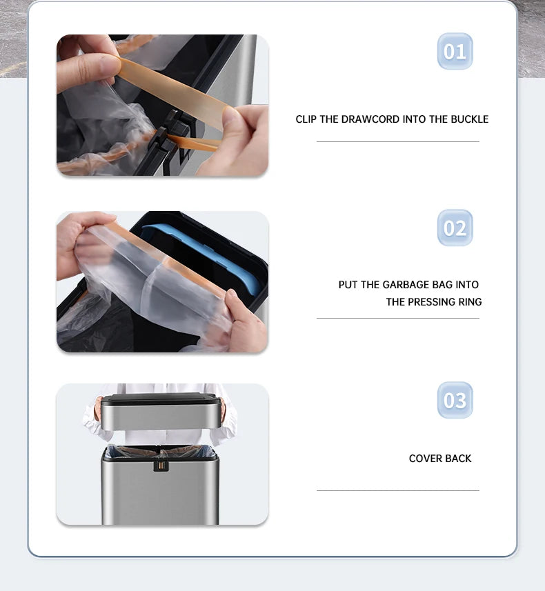 Nueva bote de basura de inducción inteligente para el hogar con tapa, inodoro, cocina, gran capacidad, sala de estar, embalaje automático, cubo de basura