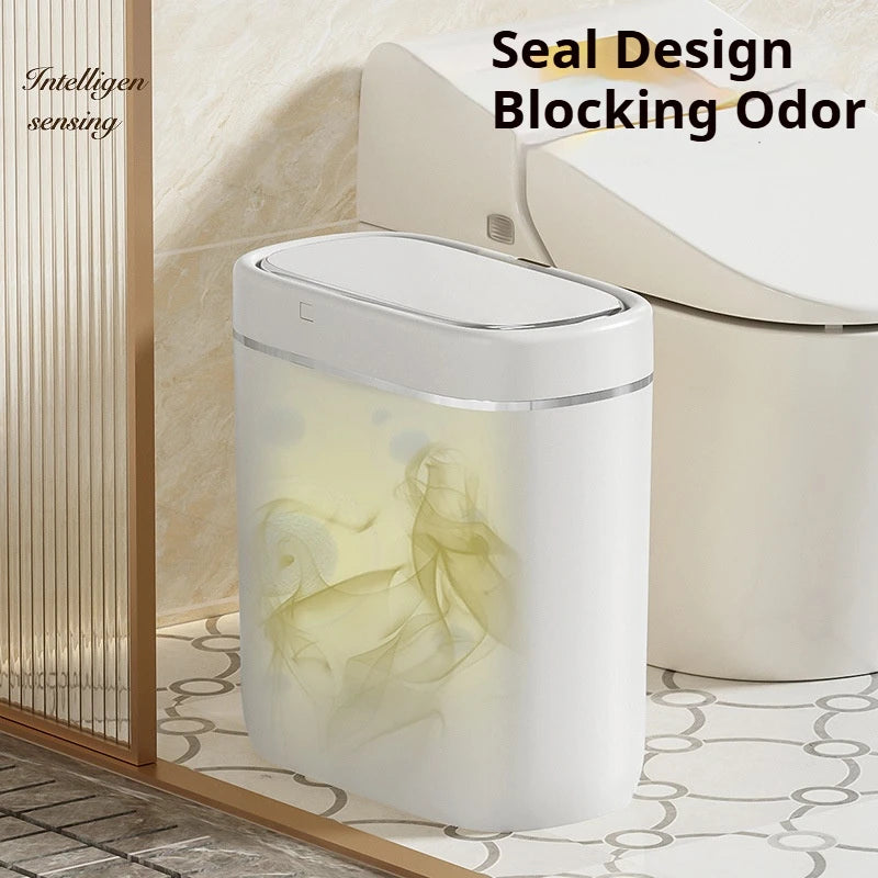 Cubo de basura con Sensor inteligente estrecho de 7/9L, cesta de basura automática con tapa, cubo de basura de escritorio, cubo de basura impermeable para inodoro