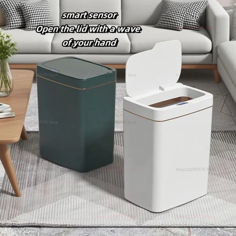 Cubo de basura con Sensor inteligente sin contacto, 15L, ensacado automático, cubo de basura eléctrico para baño, inalámbrico, blanco, eliminación inteligente de cocina para el hogar